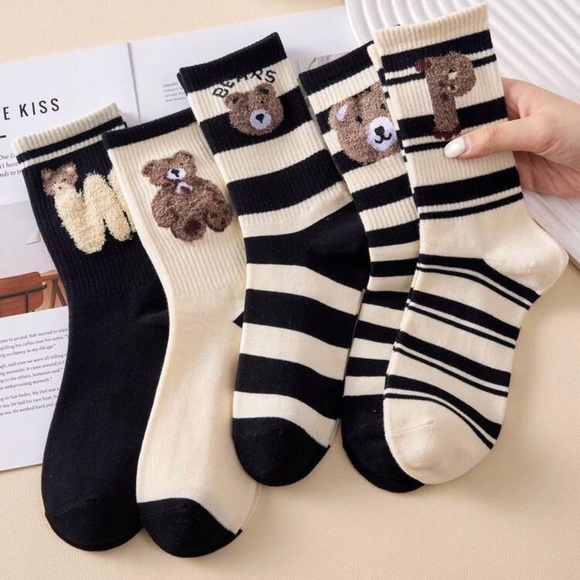 Polo Ralph Lauren Accessories - Bear socks 5 pair fuzzy polo monogram W P Ralph Lauren womens chenille black NEW